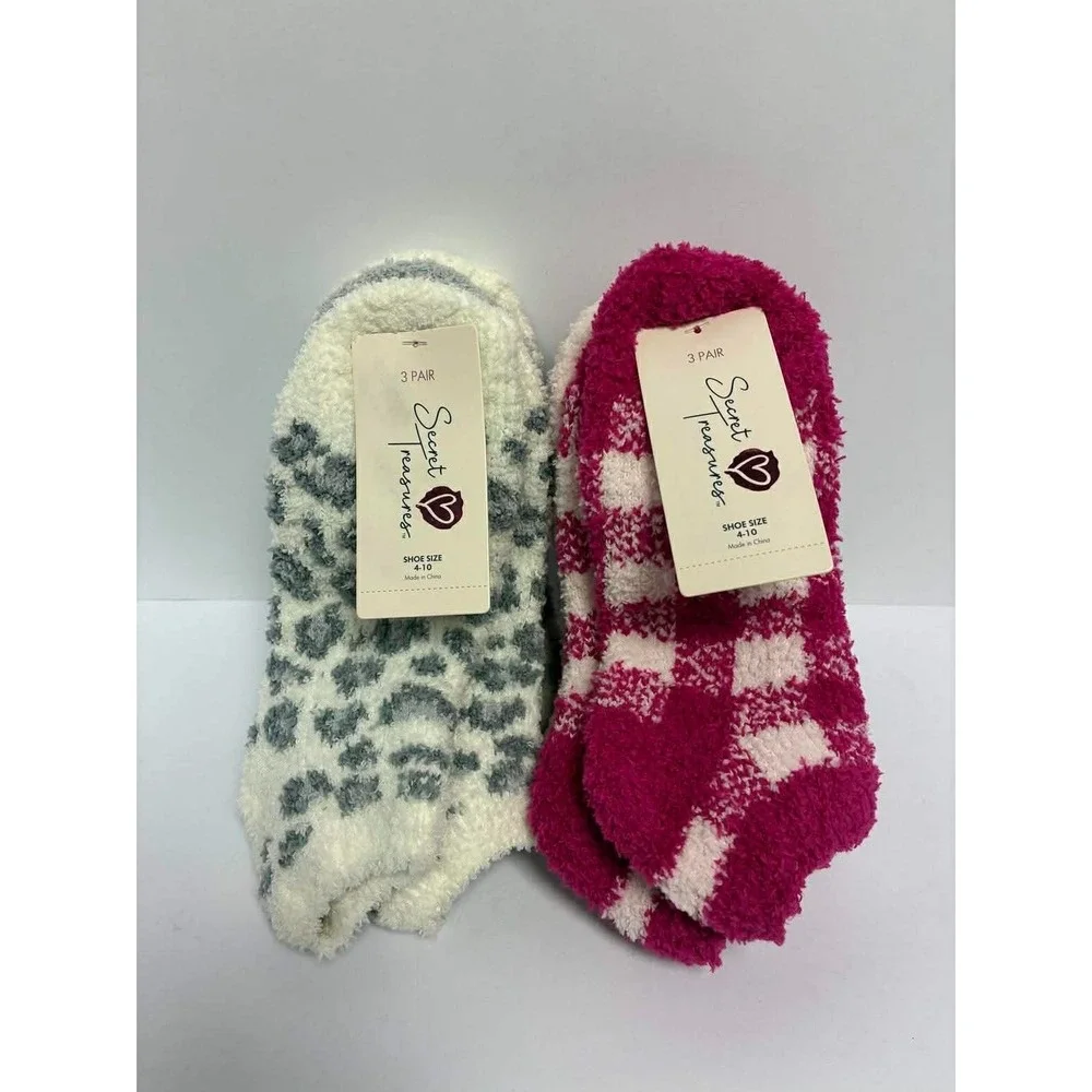 Secret Treasures Cozy Socks 6 piece PINK & GREY SIZE 4-10 Shoe Size